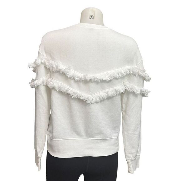 RAILS Kinsey Ruffled Fringed‎ Crewneck Sweatshirt in White size small cotton - Picture 4 of 9